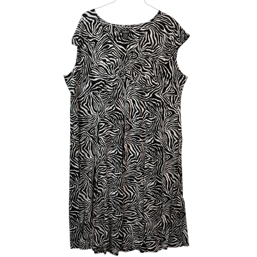 Glamour Womens Dress 22W Midi Black White Zebra Print V-Neck Sleeveless